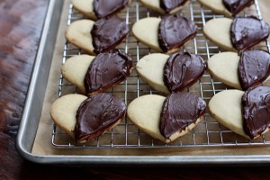 dark chocolate almond shortbread hearts