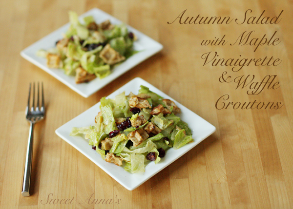 autumn salad with maple vinaigrette and waffle croutons | Sweet Anna's