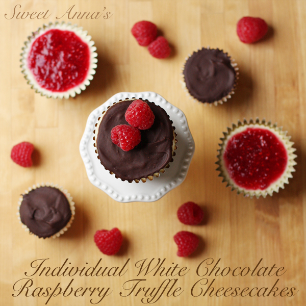 individual white chocolate raspberry truffle cheesecakes | Sweet Anna's