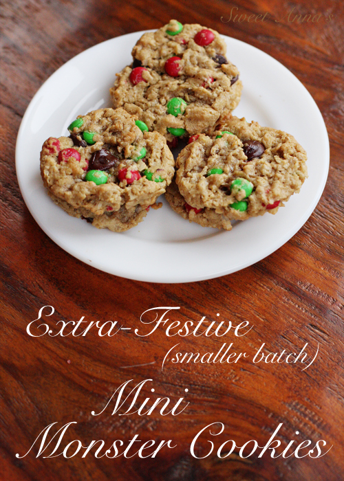 Extra Festive (smaller batch) Mini Monster Cookies | Sweet Anna's