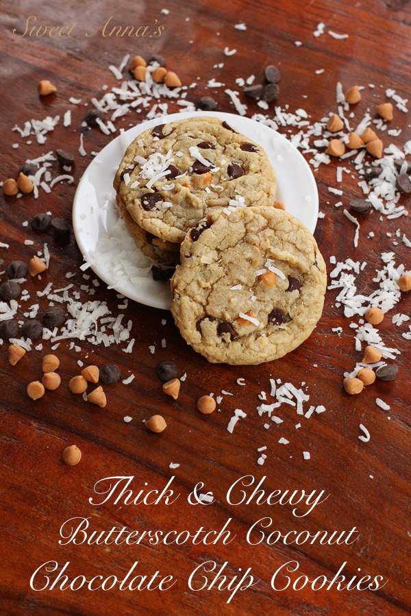 Thick & Chewy Butterscotch Coconut Chocolate Chip Cookies | Sweet Anna's