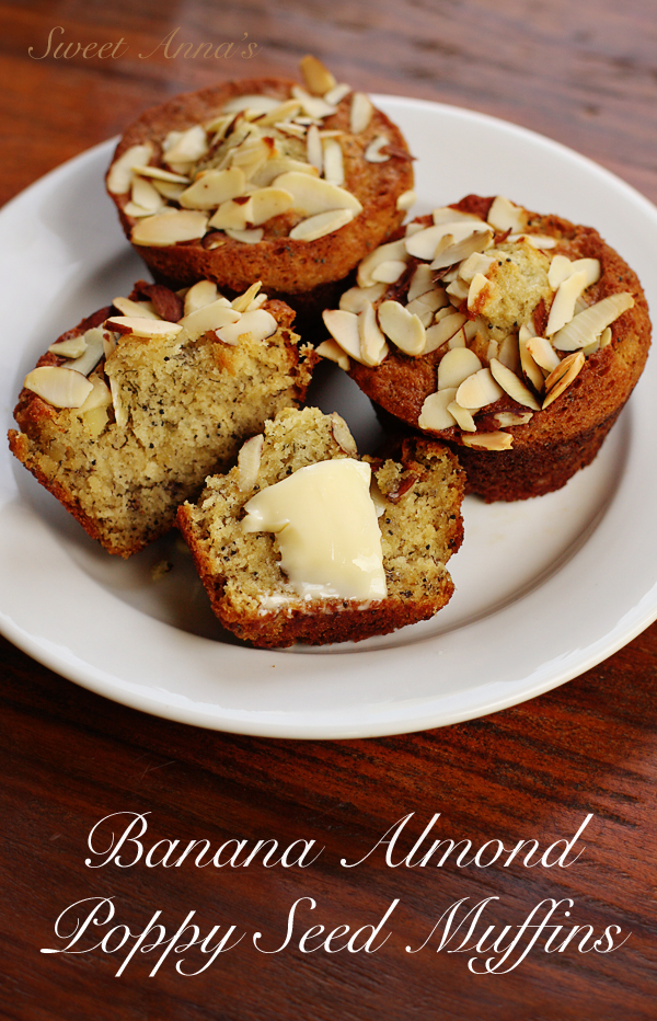 Banana Almond Poppy Seed Muffins | Sweet Anna's