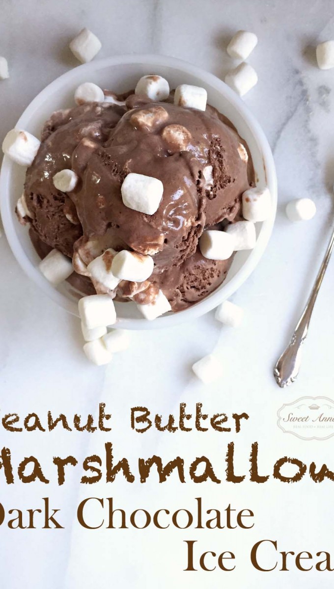 Homemade Peanut Butter Marshmallow Dark Chocolate Ice Cream
