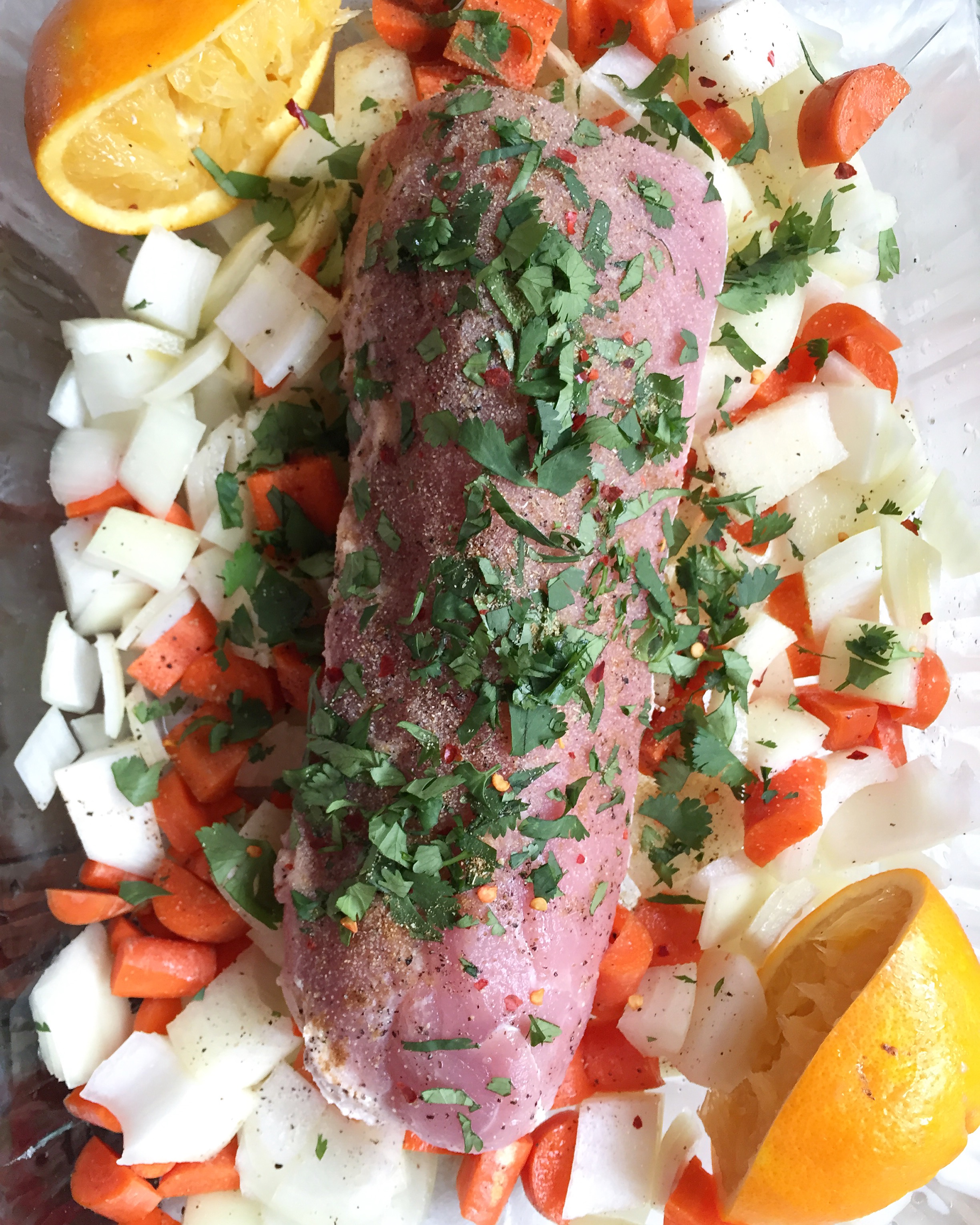 Citrus Roasted Pork Loin with Chimichurri Sauce and CIlantro Rice | Sweet Anna's